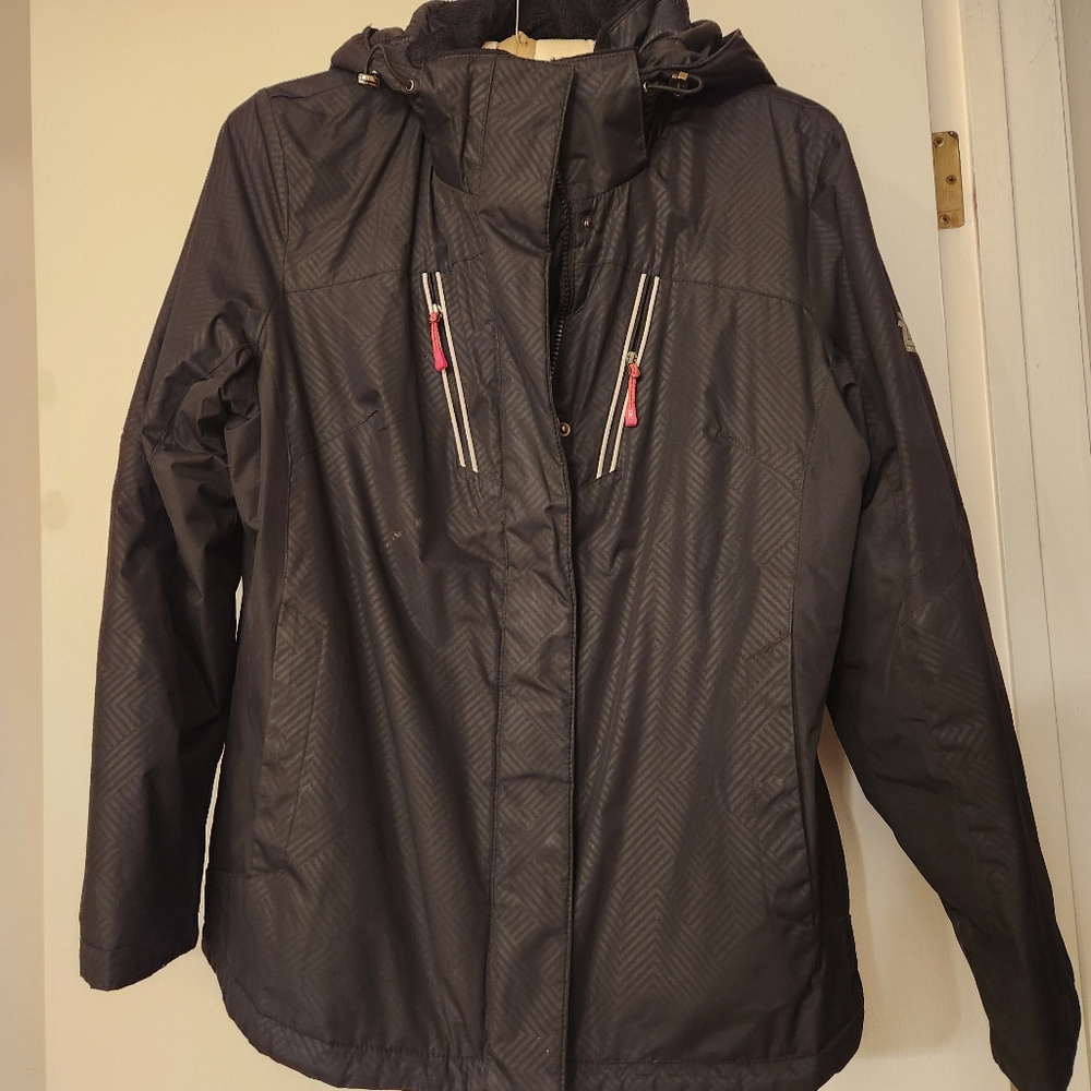 Black Cold Weather Jacket with Pink Accents